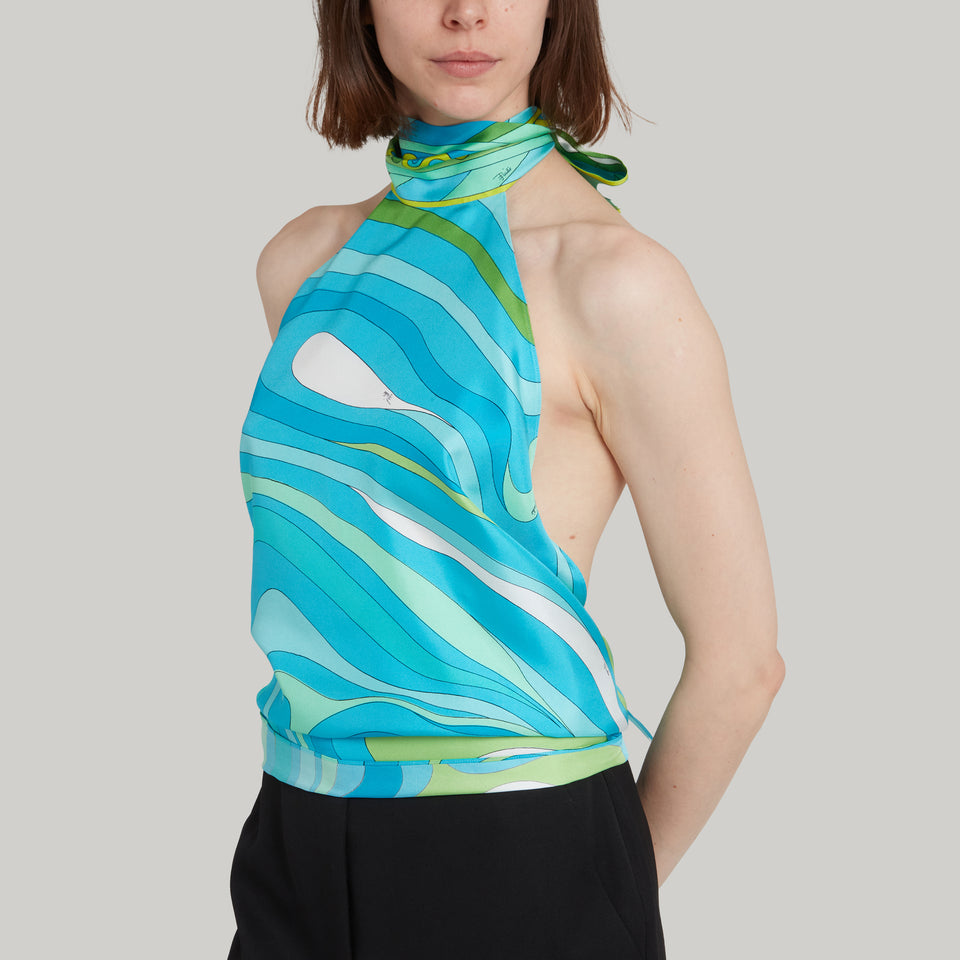 Multicolor silk sleeveless top