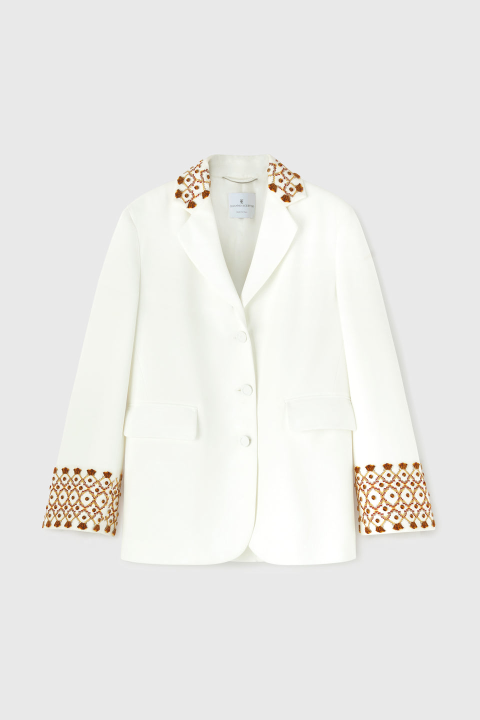 Single-breasted white fabric jacket