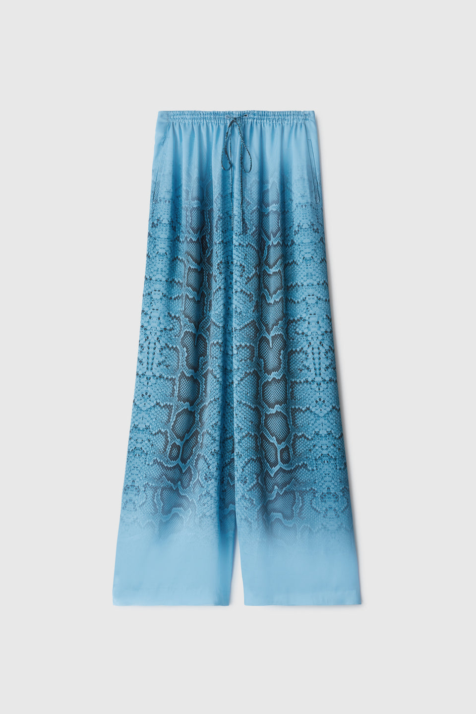 Wide-leg trousers in blue silk