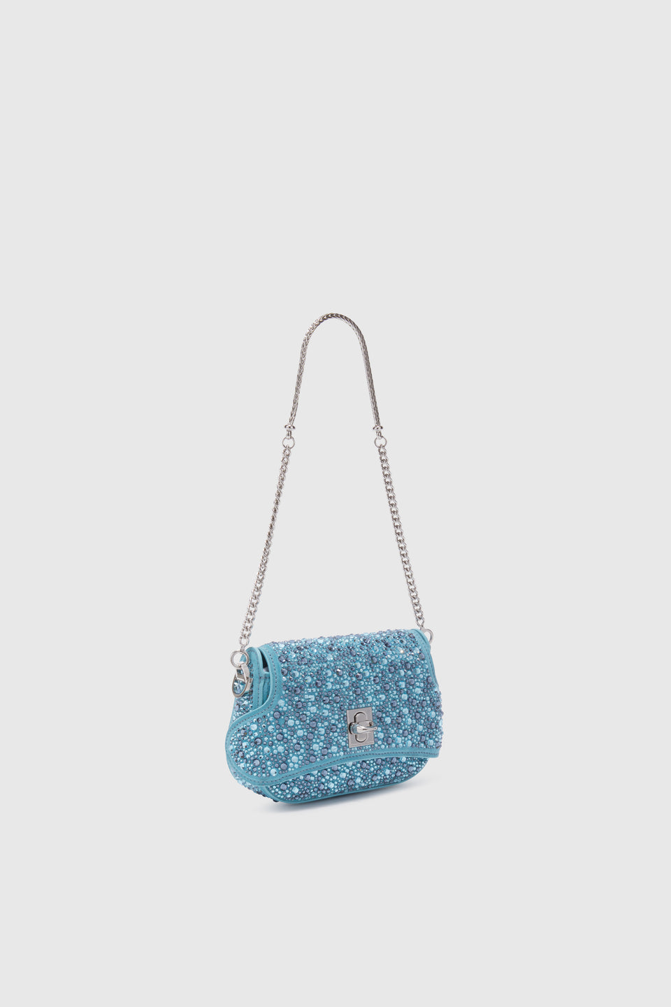Mini ''Audrey'' bag in light blue leather