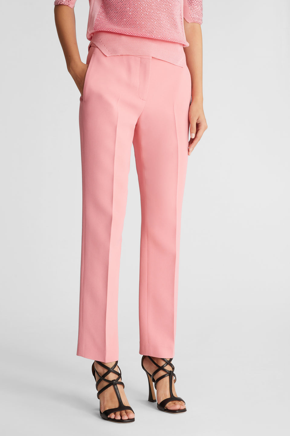 Pantalone sartoriale in tessuto rosa