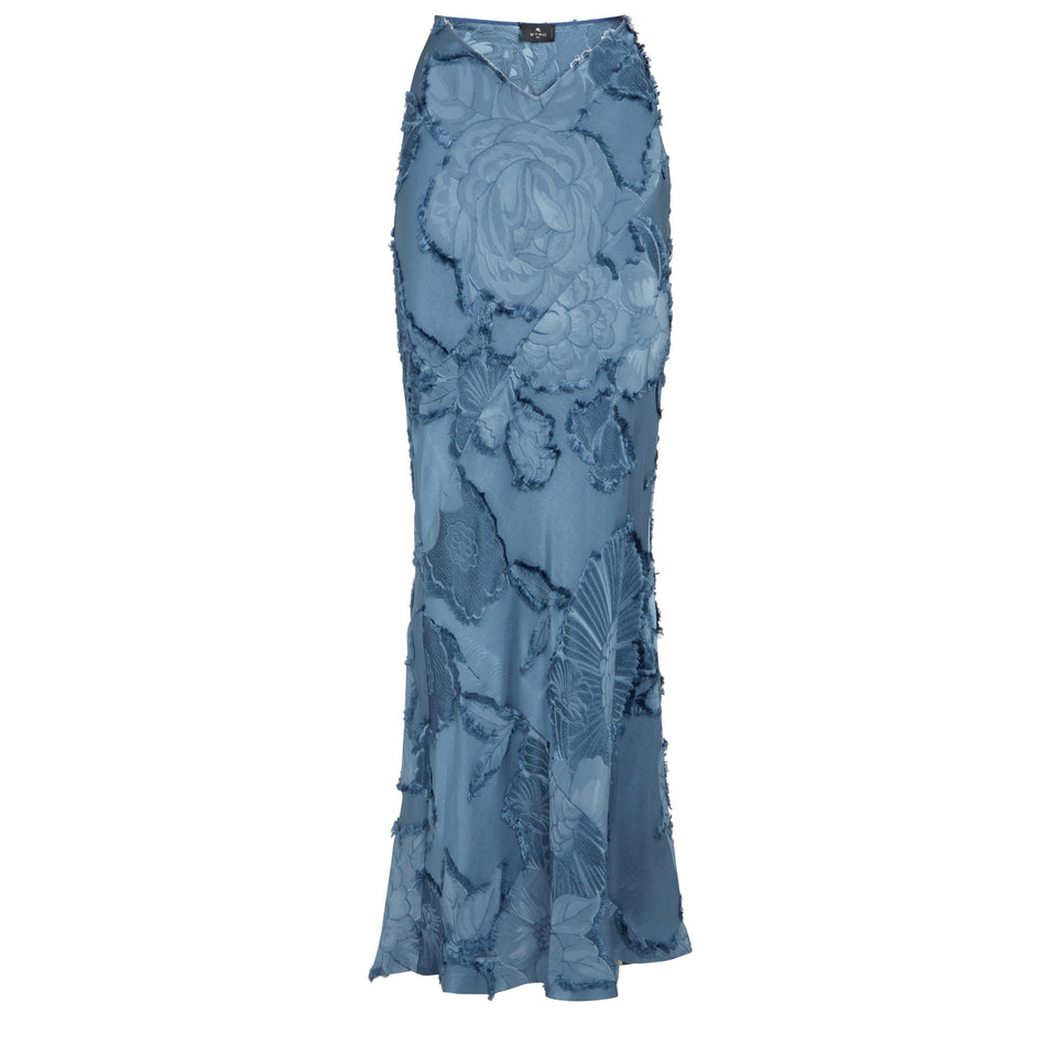 Long skirt in blue fabric