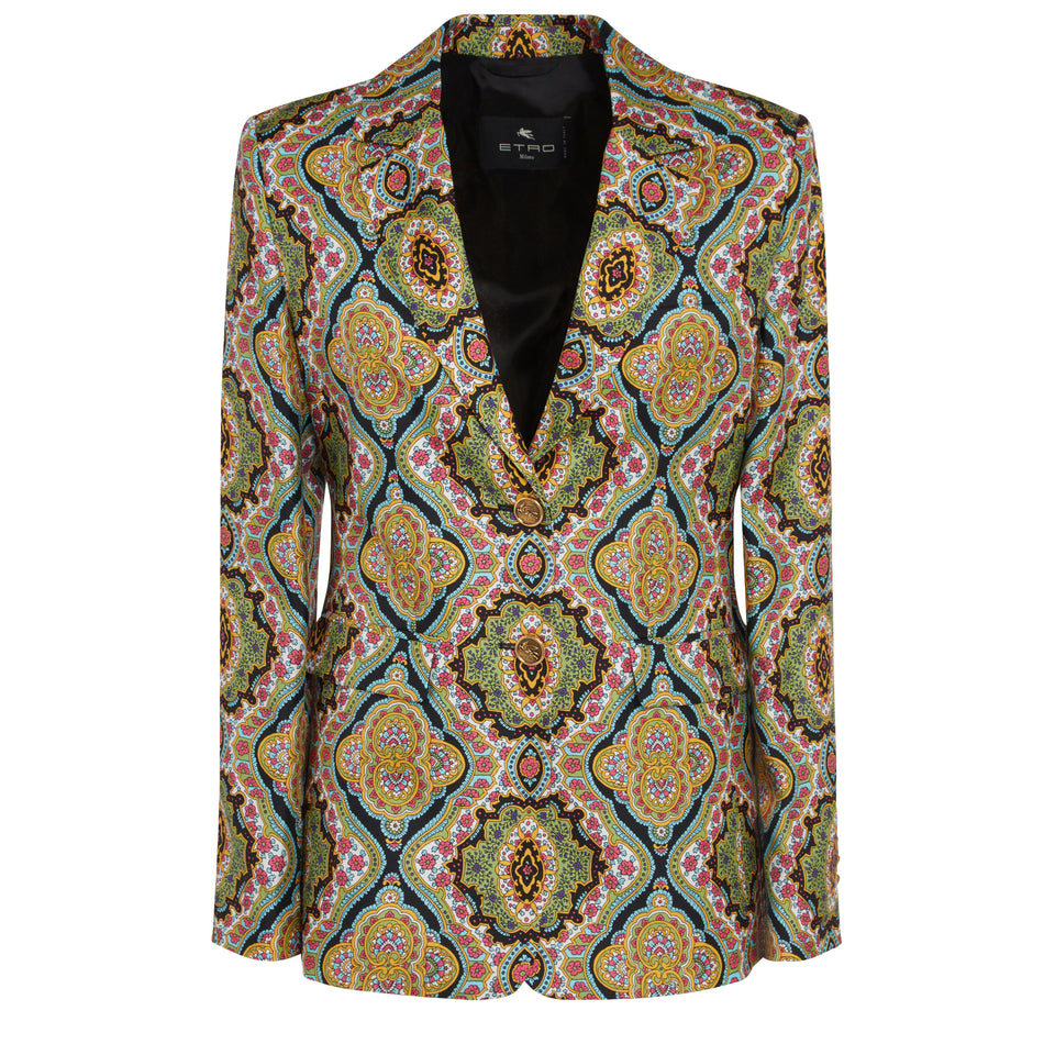 Blazer mono petto in seta multicolor