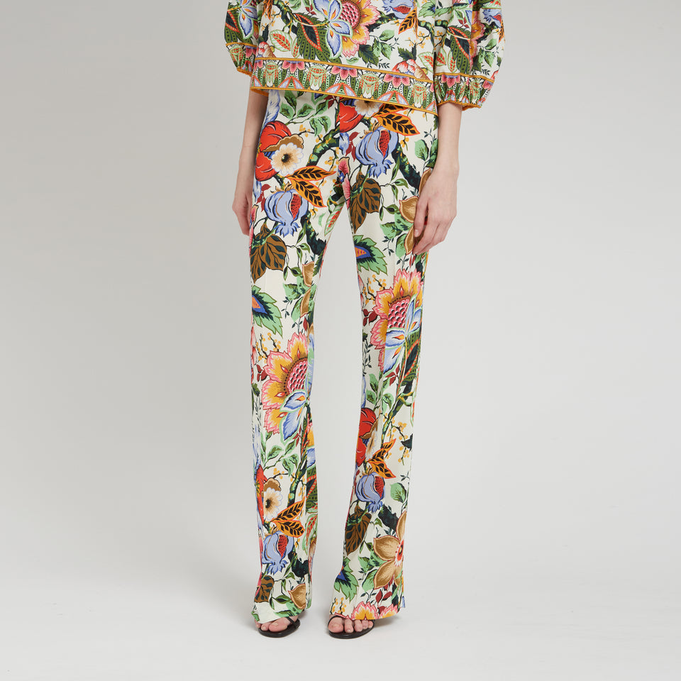 Multicolor fabric trousers