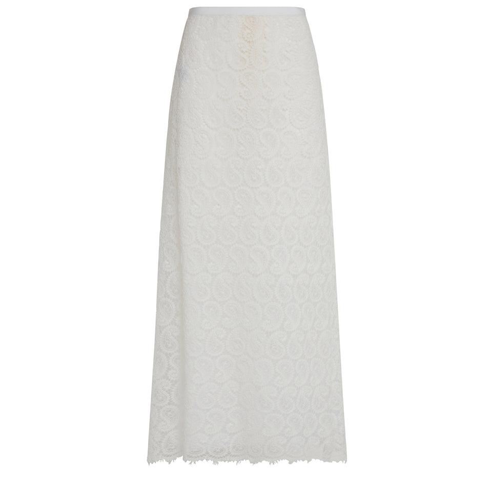 Long white fabric skirt