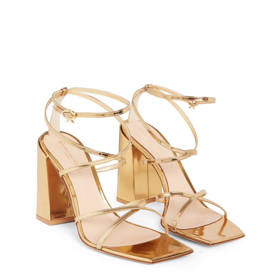 Gold leather sandals