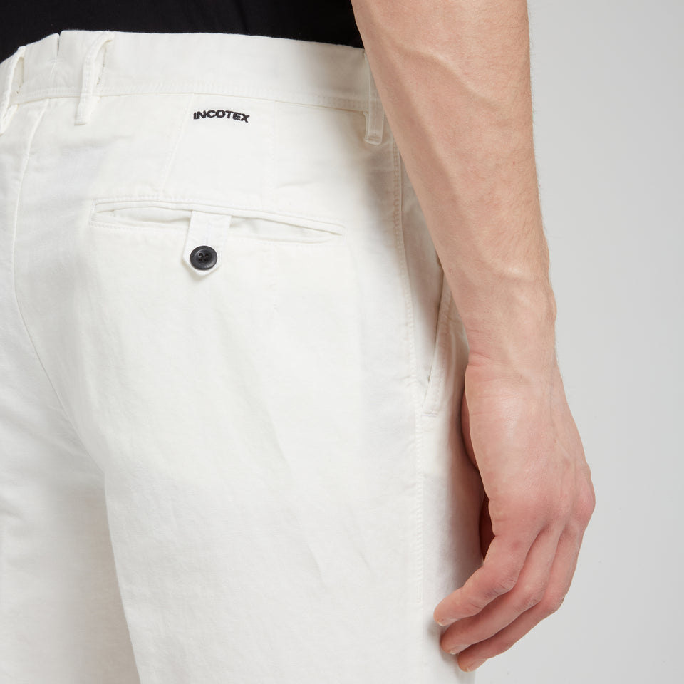 Pantalone in lino e cotone bianco