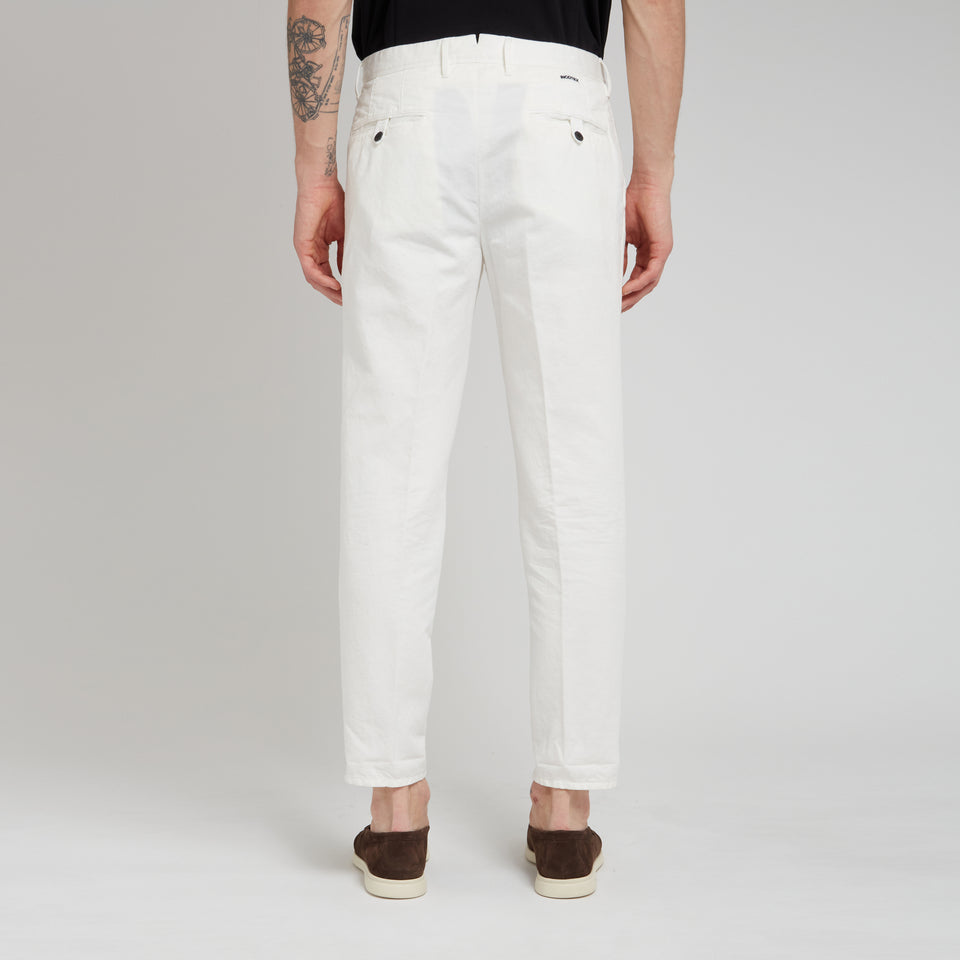 Pantalone in lino e cotone bianco