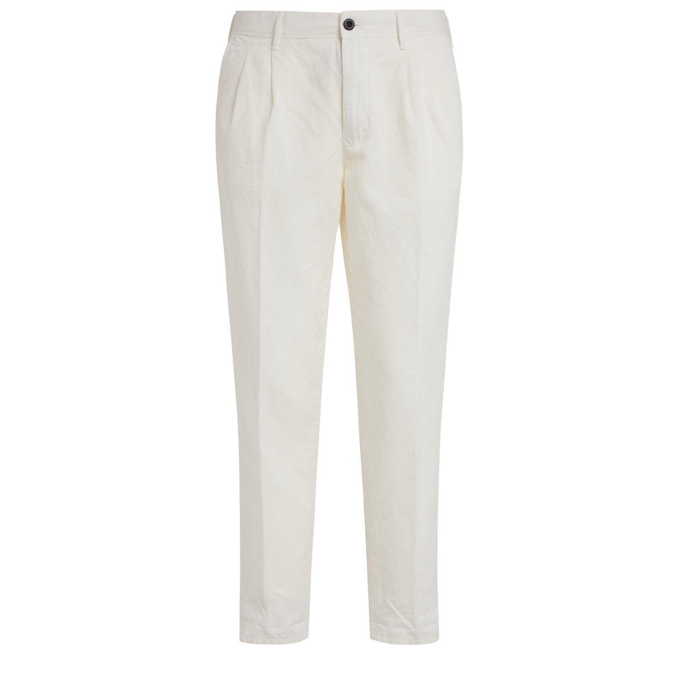 Pantalone in lino e cotone bianco