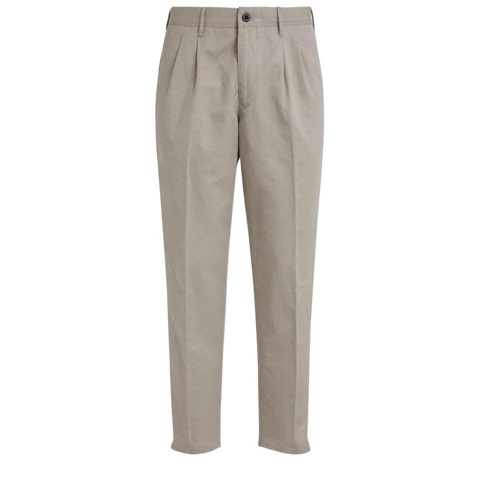 Gray linen and cotton trousers