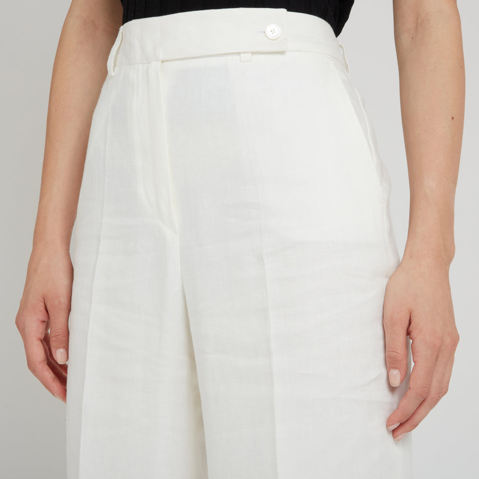 Pantalone in lino bianco