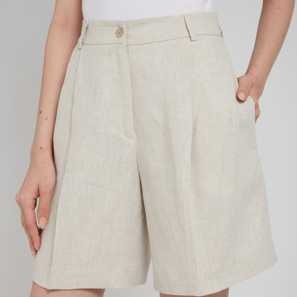 Beige linen shorts