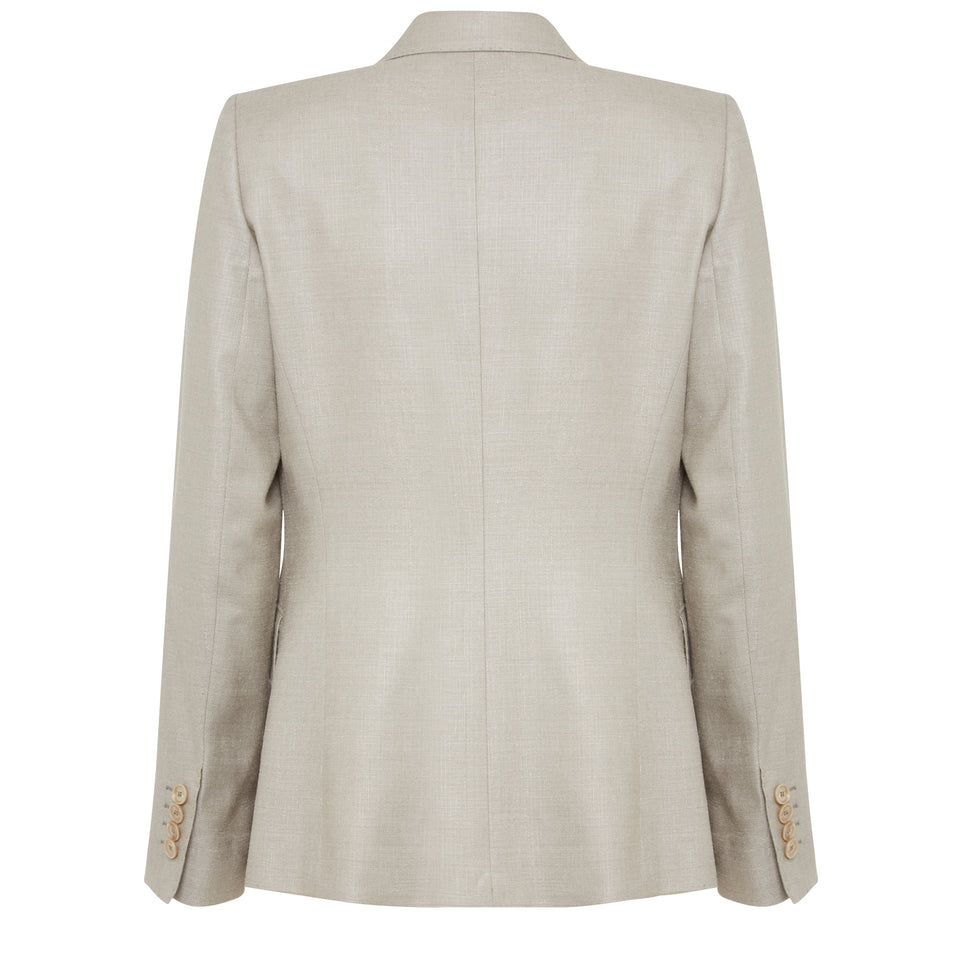 Single-breasted gray silk jacket