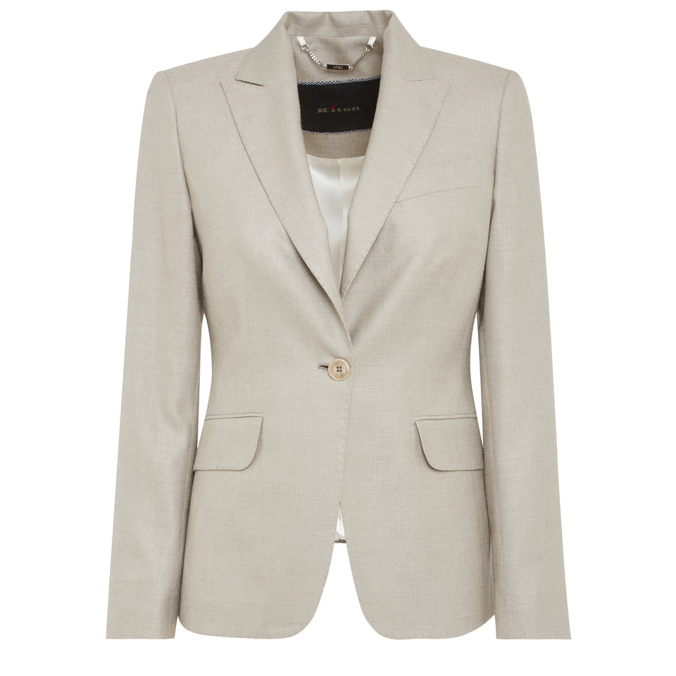 Single-breasted gray silk jacket