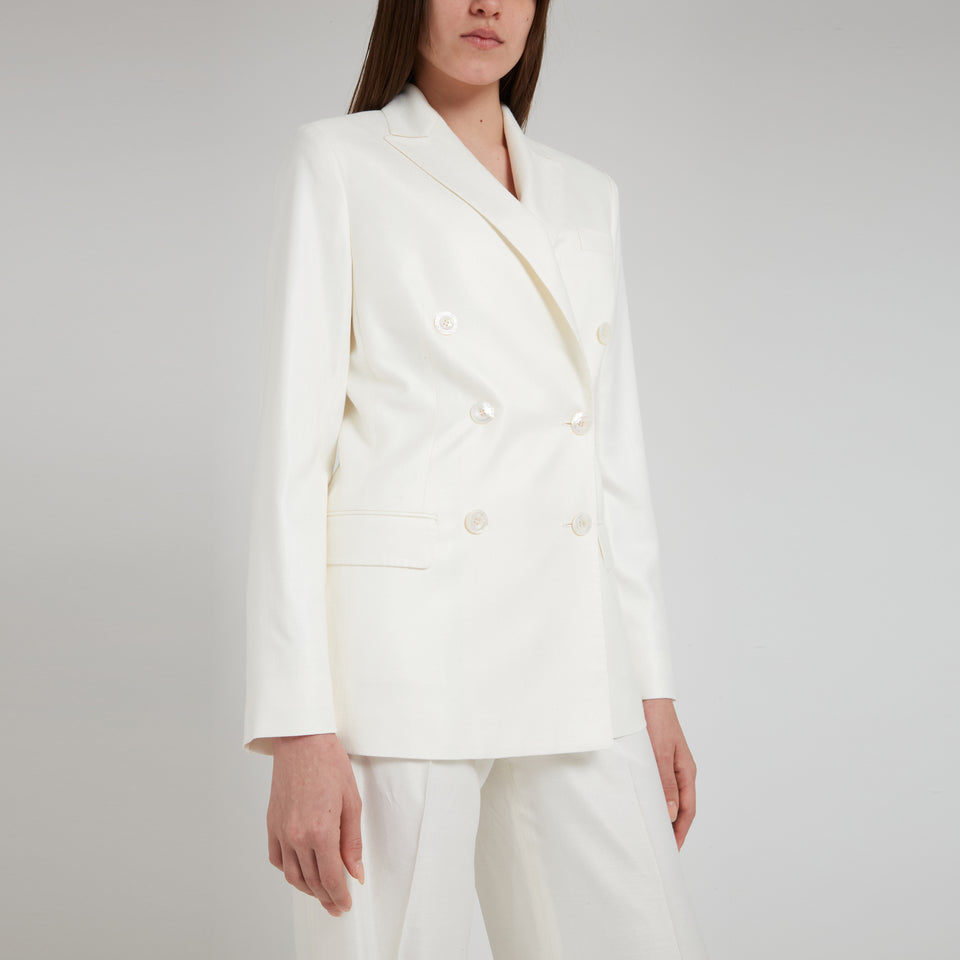 Double-breasted blazer in white fabric