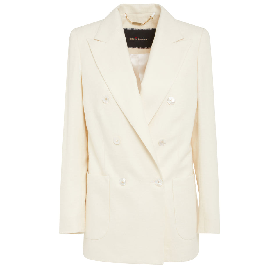 Blazer doppio petto in seta bianco