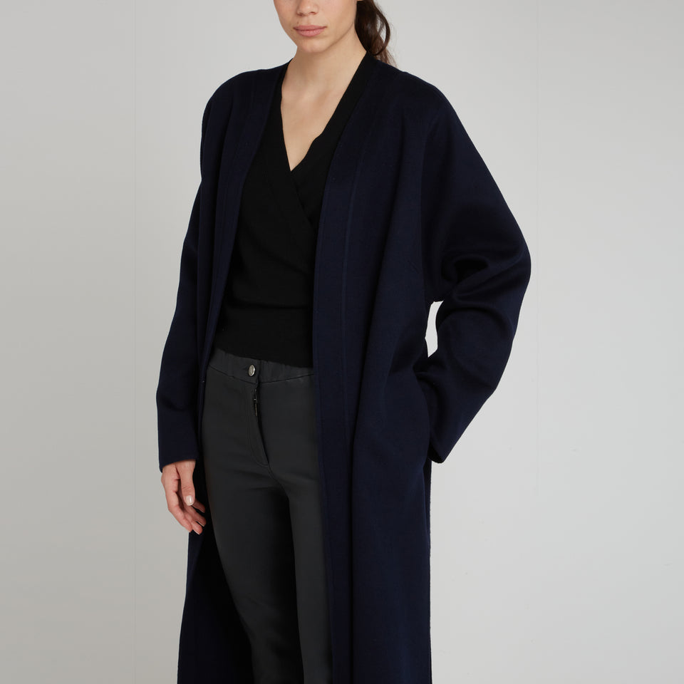 Cappotto in lana blu