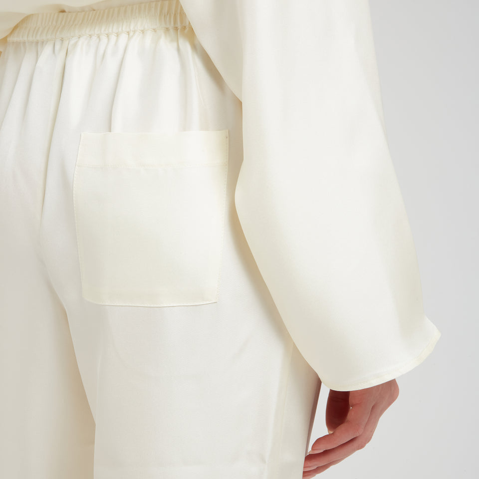 "Alera" trousers in white silk