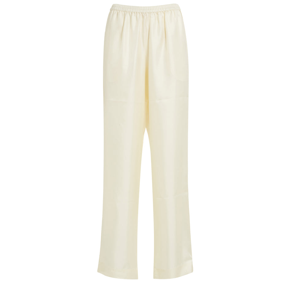 "Alera" trousers in white silk
