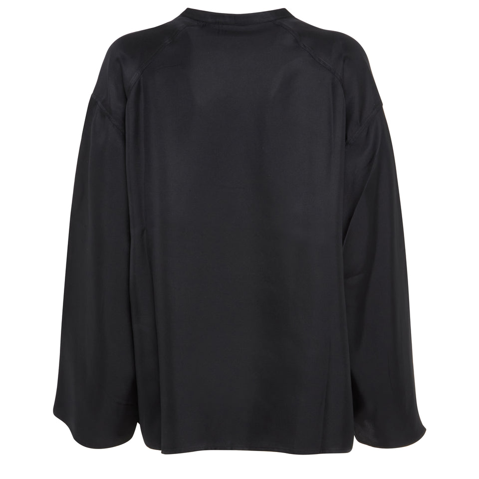 Blusa "Zamia" in seta nera