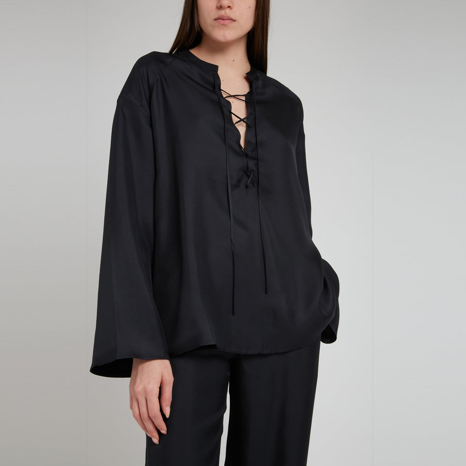 Blusa "Zamia" in seta nera