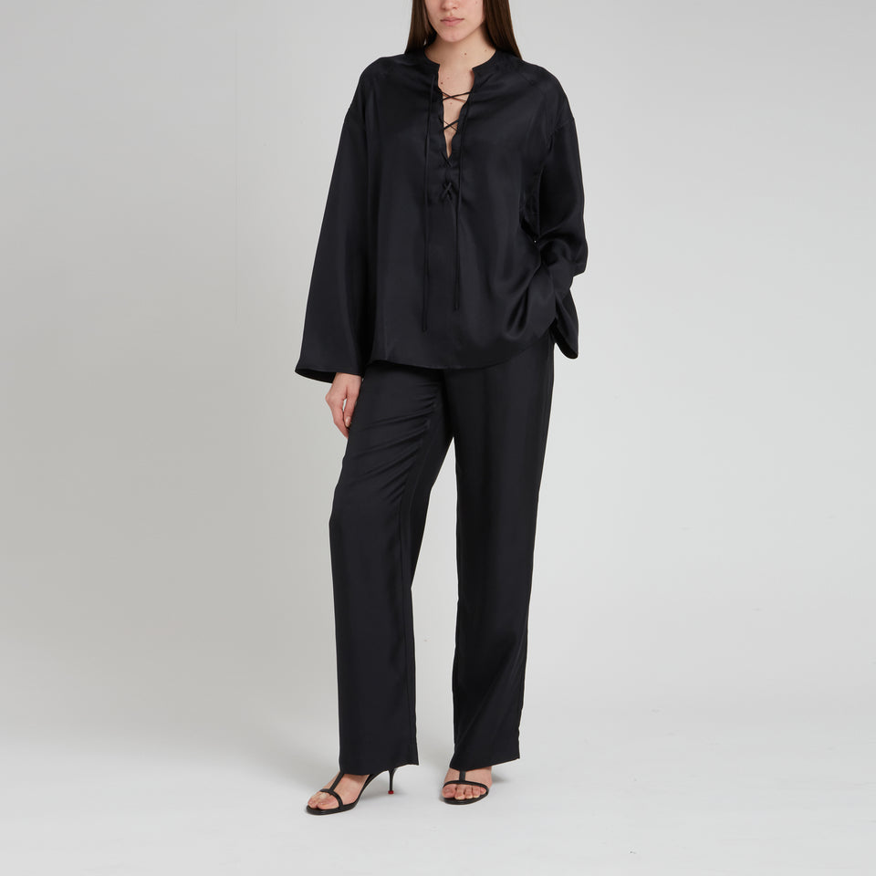 "Zamia" blouse in black silk