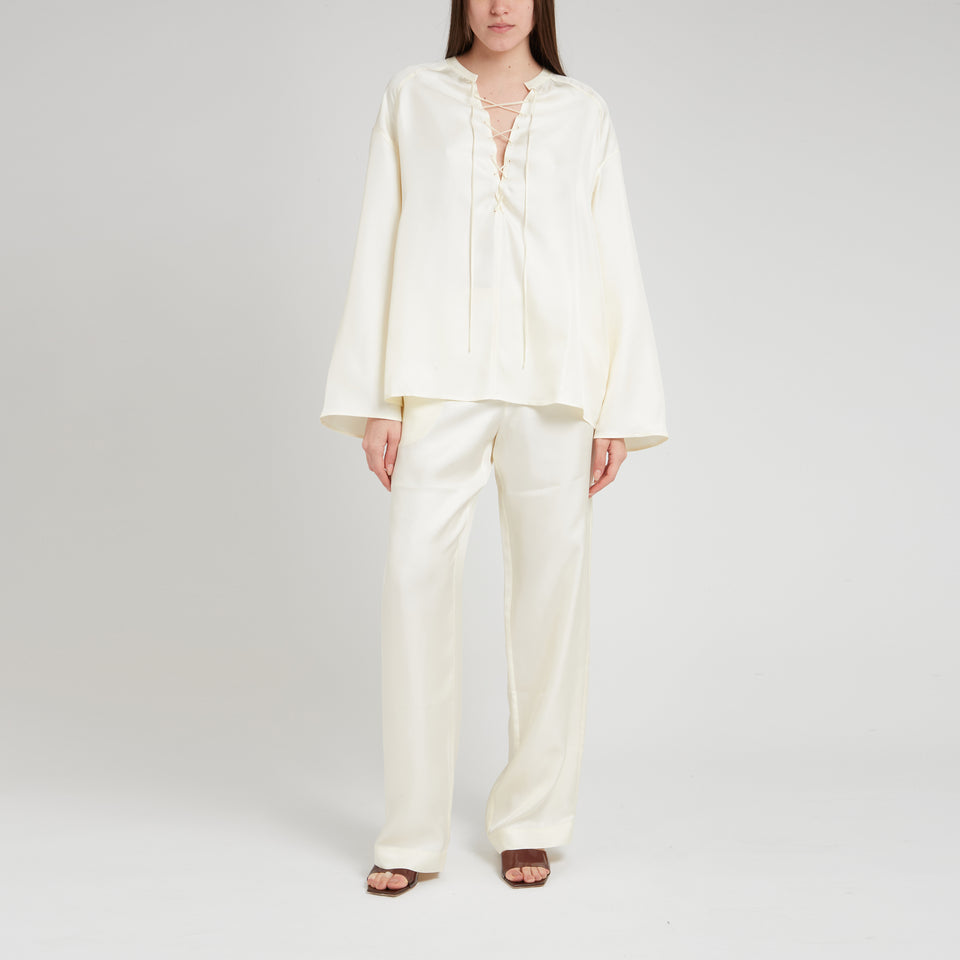 Blusa "Zamia" in seta bianca