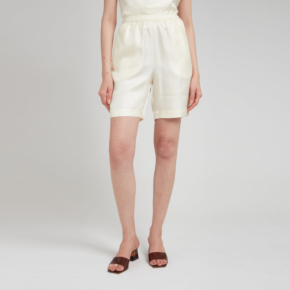 White silk "Zinia" shorts