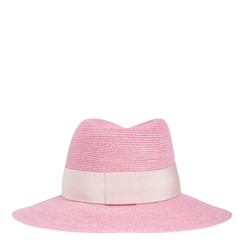 Cappello ''Virginie'' in paglia rosa<BR/>