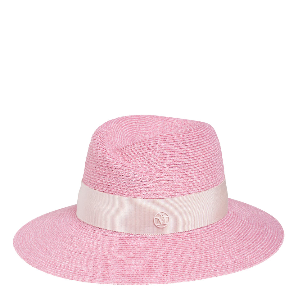 Cappello ''Virginie'' in paglia rosa<BR/>