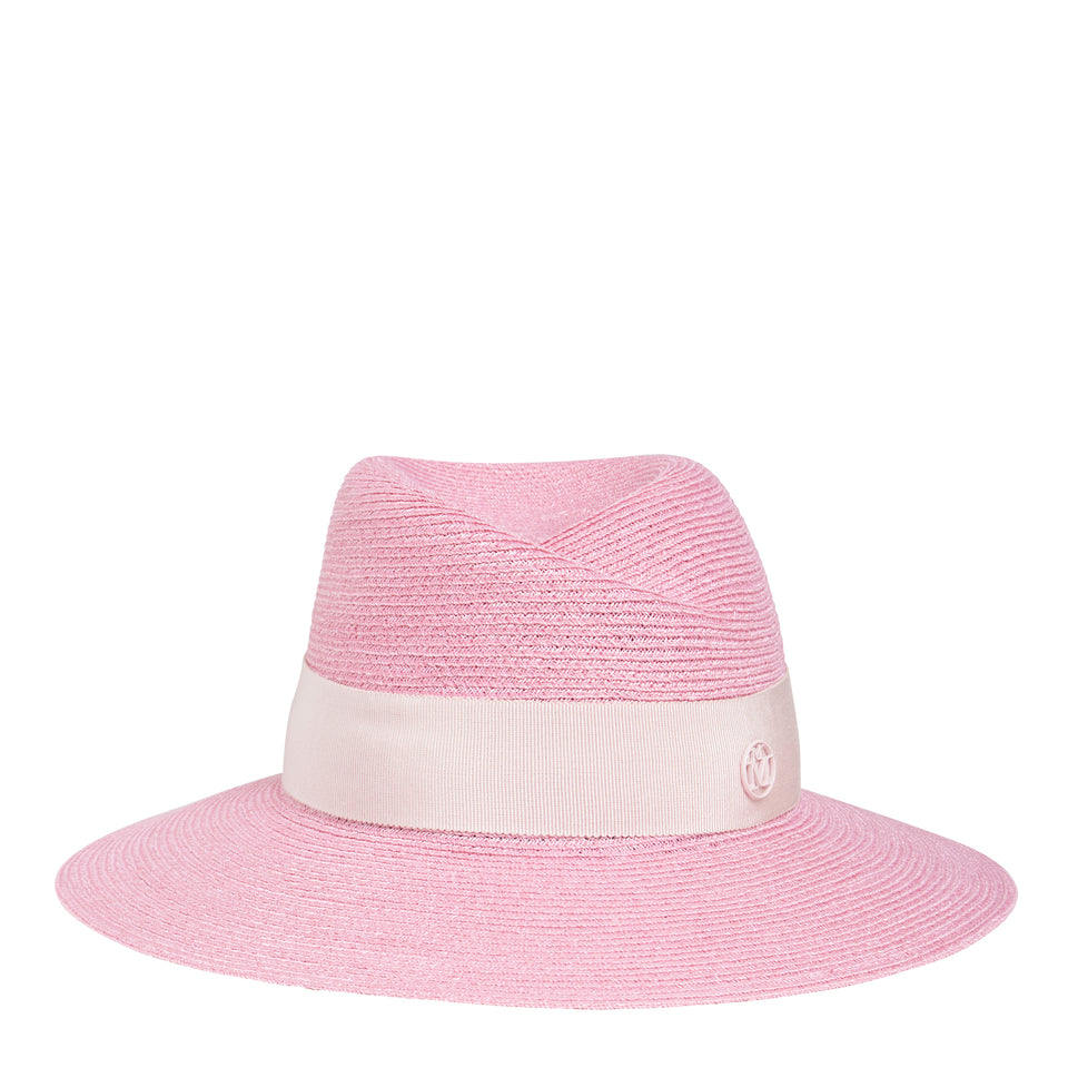 Cappello ''Virginie'' in paglia rosa<BR/>