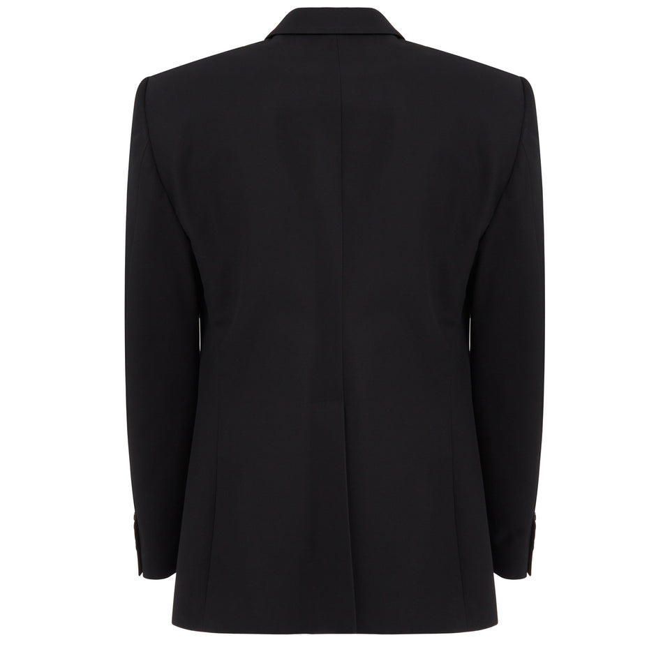 Double-breasted blazer in black cotton