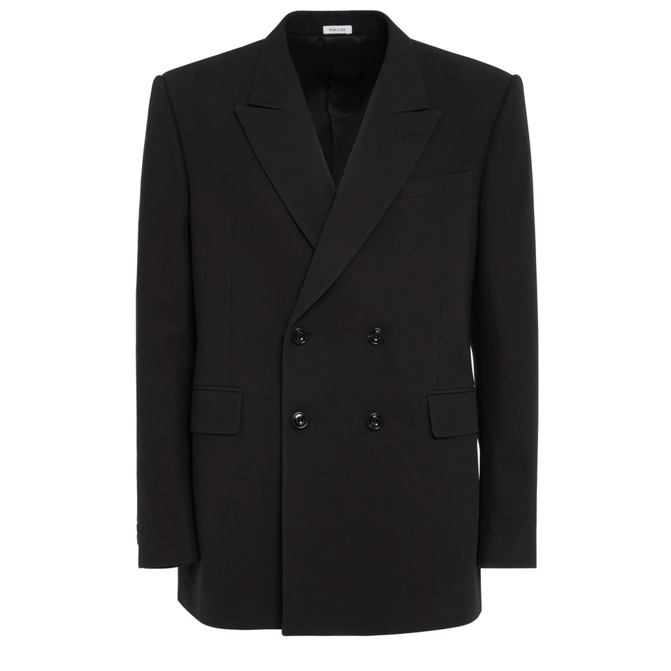 Double-breasted blazer in black cotton
