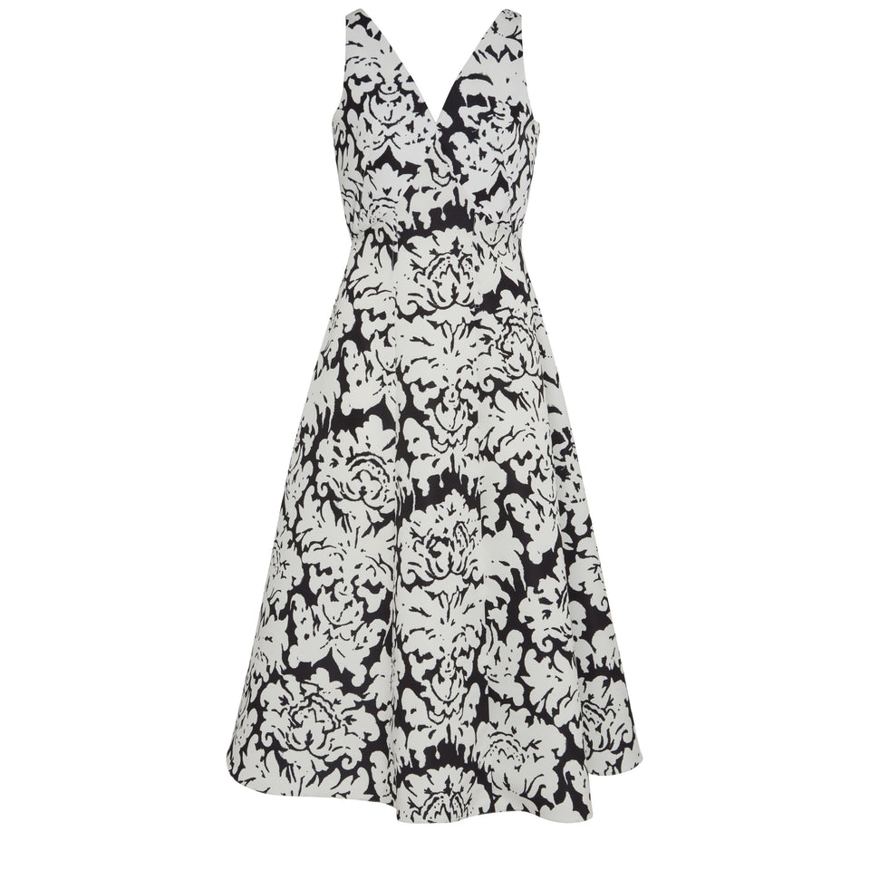 Midi dress in black and white fabric