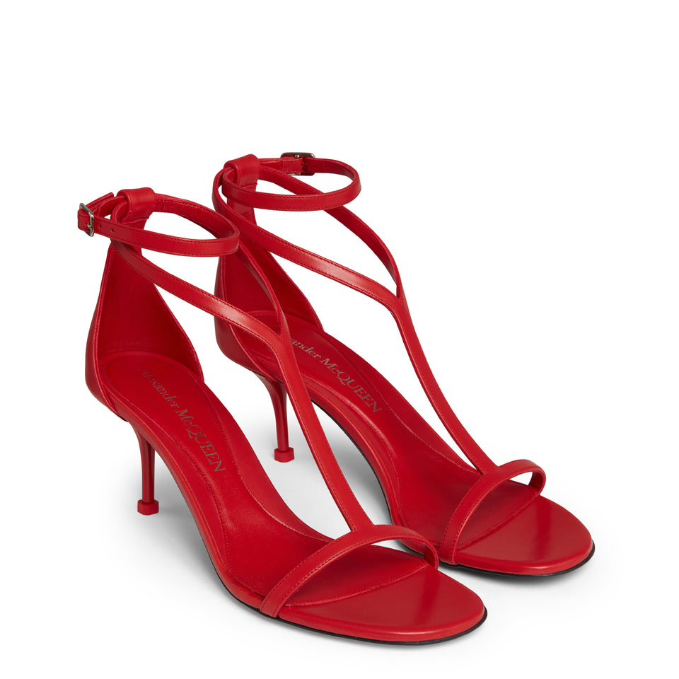 Red leather ''Harness'' sandals
