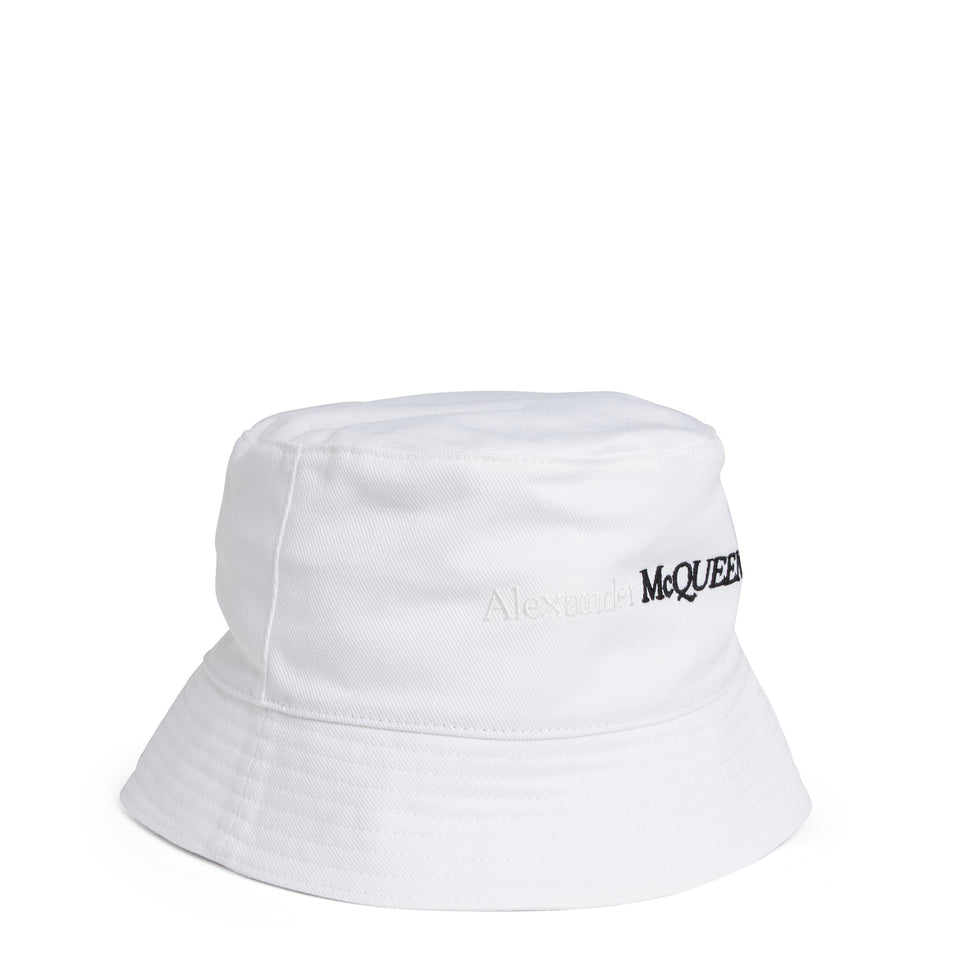 Cappello bucket in cotone bianco