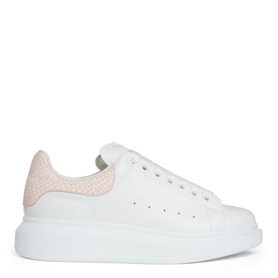 Oversized white and pink leather sneakers