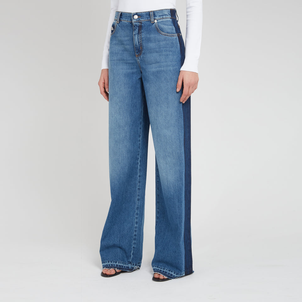 Wide leg jeans in blue denim