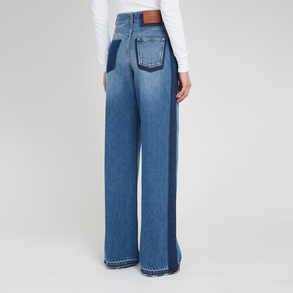 Wide leg jeans in blue denim