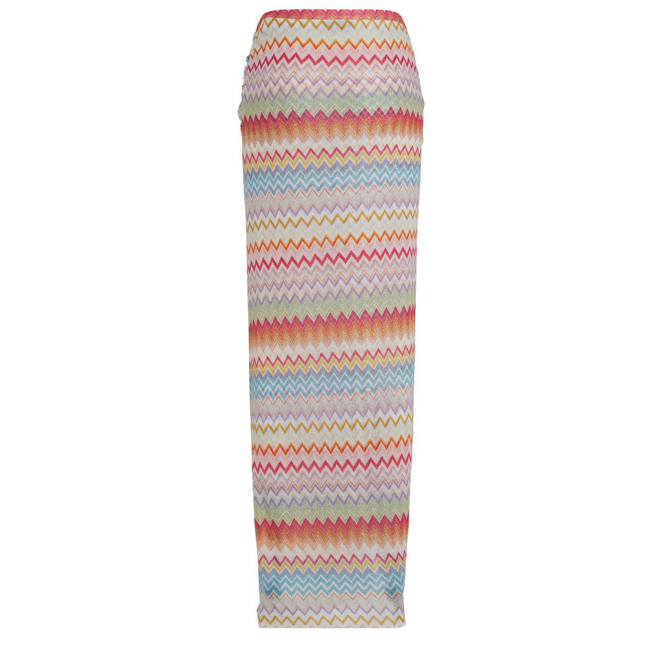 Long skirt in multicolor fabric