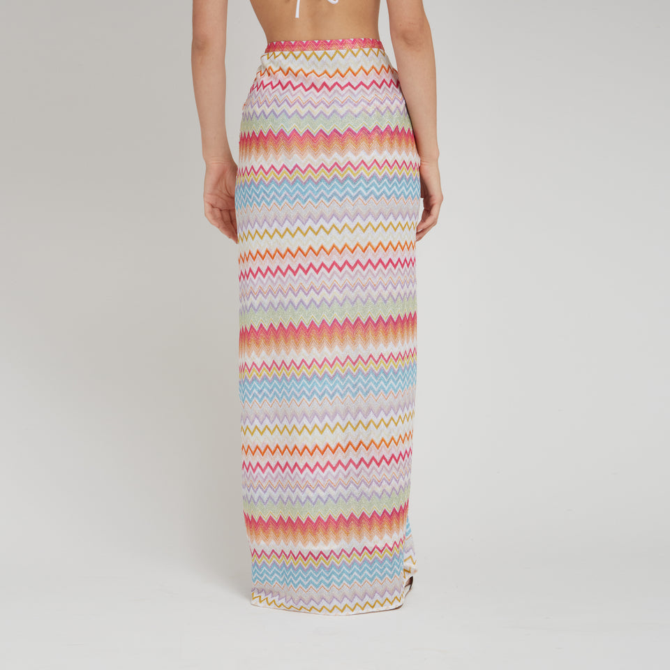 Long skirt in multicolor fabric