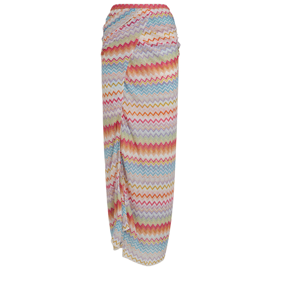 Long skirt in multicolor fabric