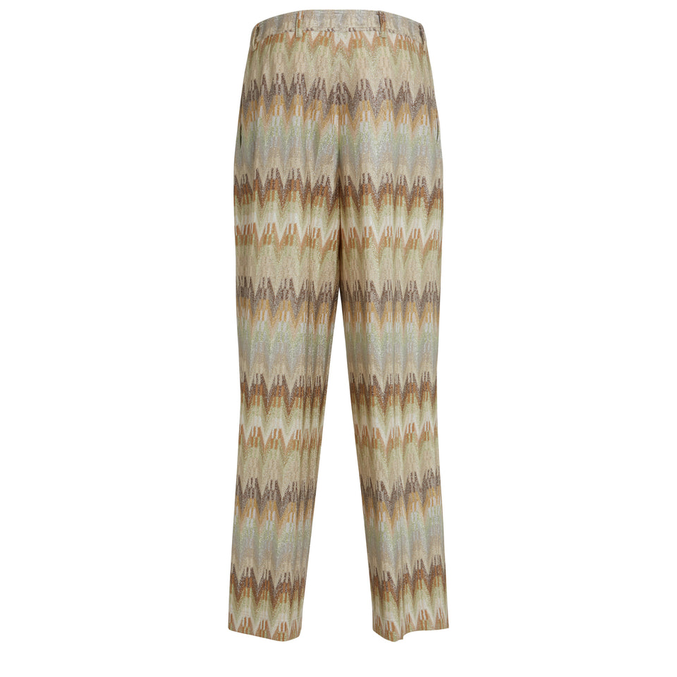 Multicolor fabric trousers