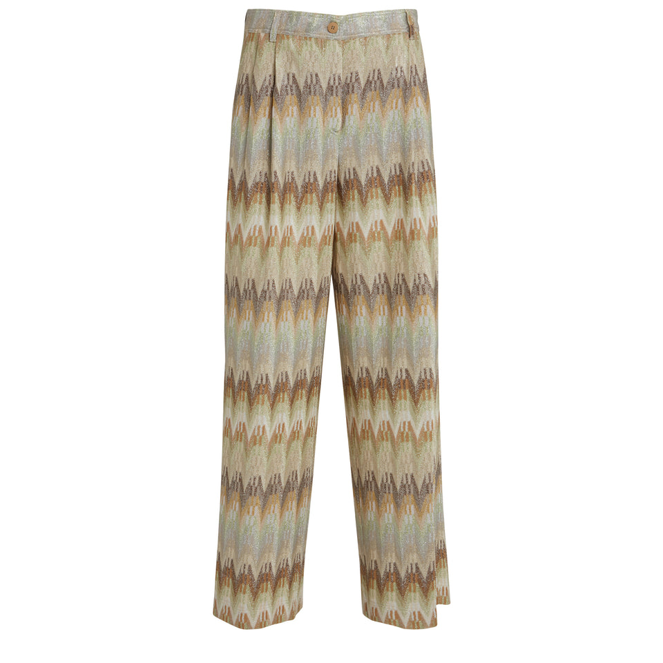 Multicolor fabric trousers