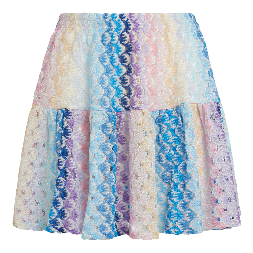 Mini skirt in multicolor fabric