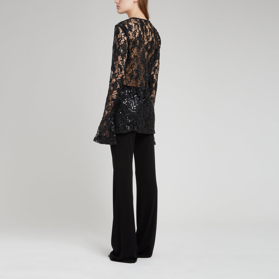 Top in pizzo nero