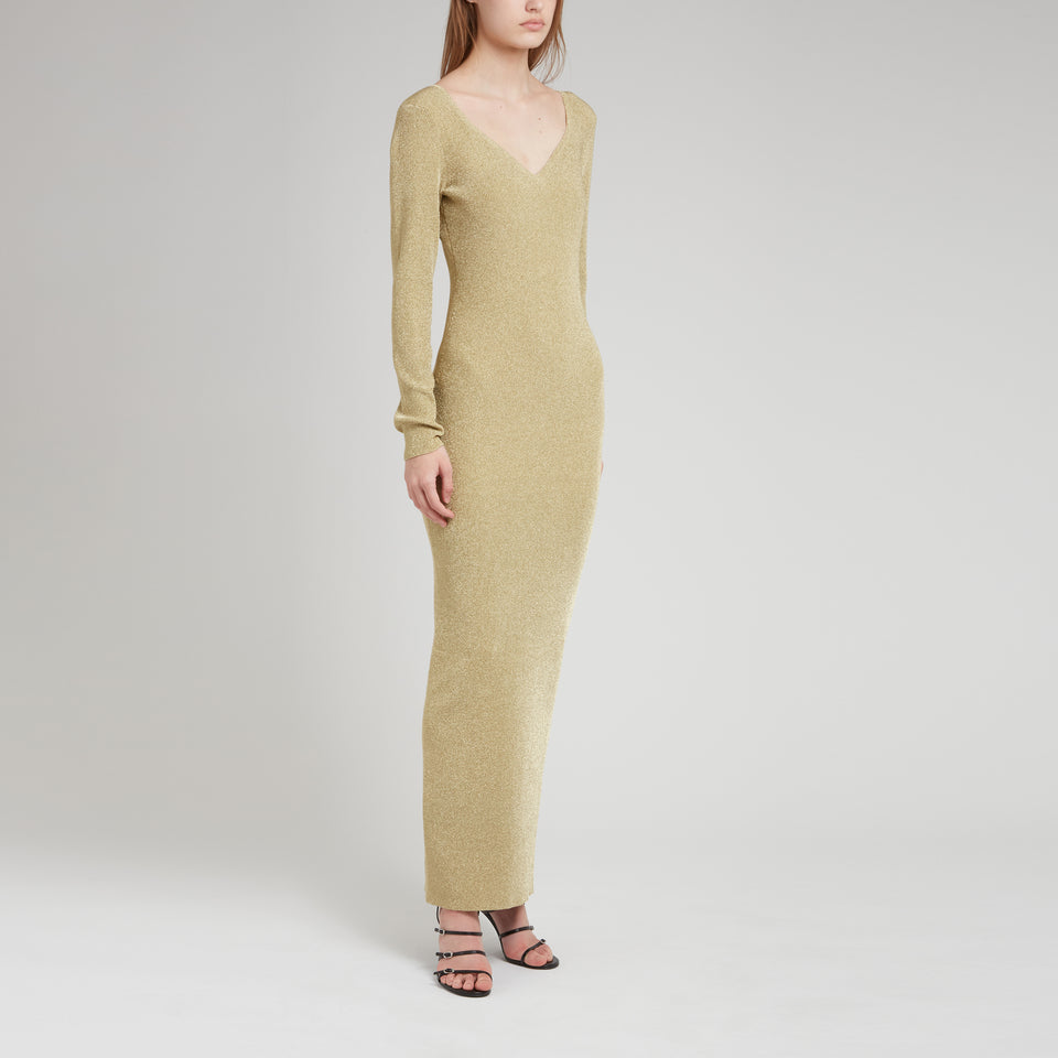 Maxi dress in gold fabric