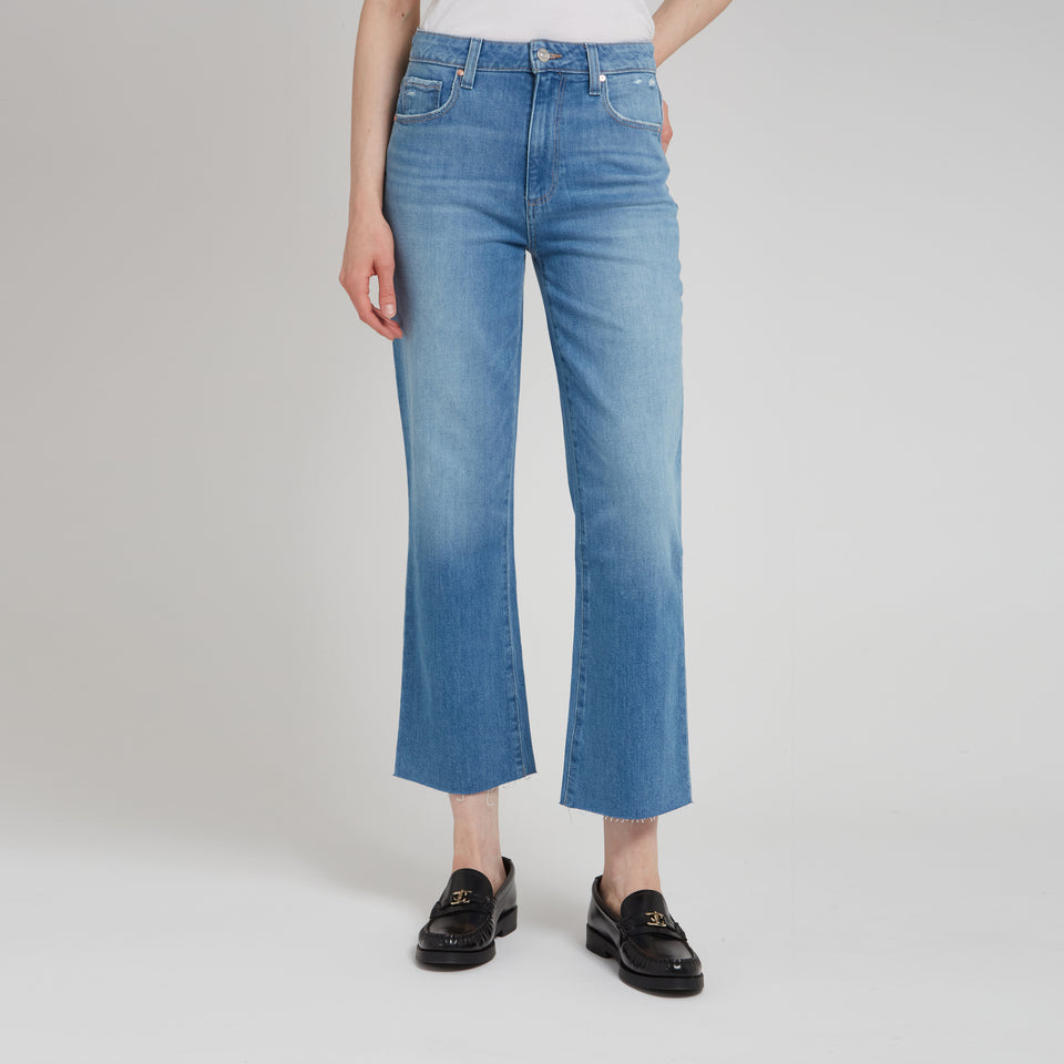 "Courtney" cropped jeans in blue denim