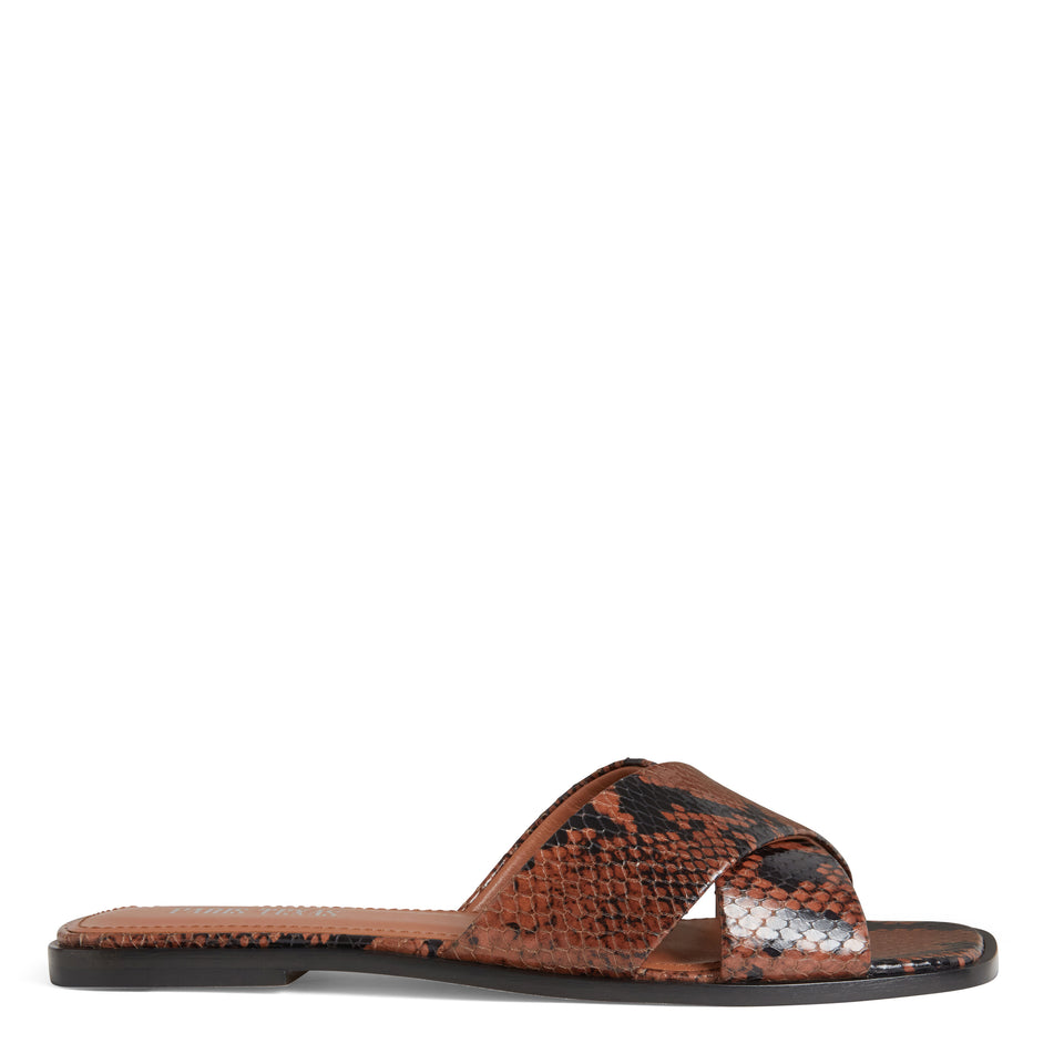 "Montecarlo" flat sandals in brown leather