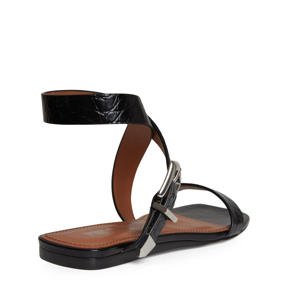 "Lauren" flat sandals in black leather